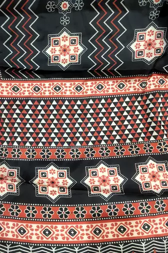 Printed raw cotton silk multi thred lace work stall dupatta