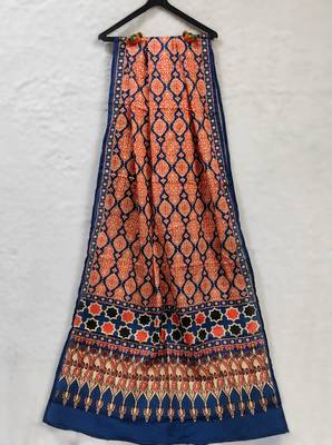 Printed raw cotton silk multi thred lace work stall dupatta 2