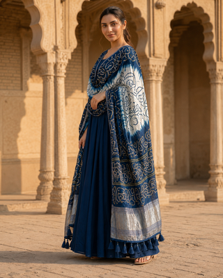 Pure gajji silk bandhani digital print dupatta with lagdi patta pallu with handwork (wedding special) 4