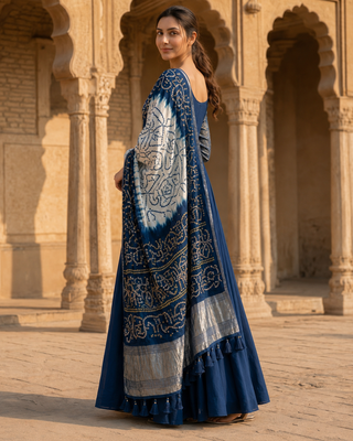 Pure gajji silk bandhani digital print dupatta with lagdi patta pallu with handwork (wedding special) 5