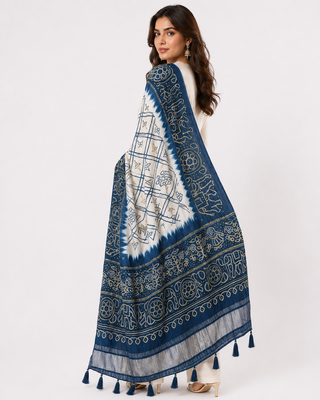 Pure gajji silk bandhani digital print dupatta with lagdi patta pallu with handwork (wedding special) 2
