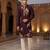 Brown lachka embroidered kurta pajama set