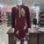 Maroon premium lachka embroidered kurta pajama set