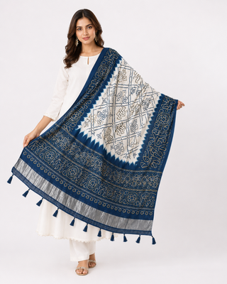 Pure gajji silk bandhani digital print dupatta with lagdi patta pallu with handwork (wedding special) 3