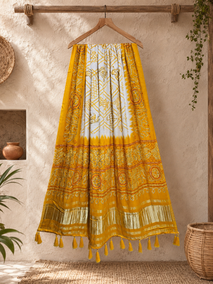 Pure gajji silk bandhani digital print dupatta with lagdi patta pallu with handwork (wedding special) 5