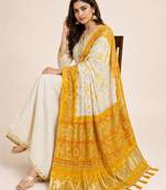 Pure gajji silk bandhani digital print dupatta with lagdi patta pallu with handwork (wedding special)
