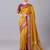 Yellow soft banarasi silk blend saree with zari weaving meenakari design