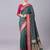 Teal  soft banarasi silk blend saree with zari weaving meenakari design
