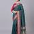 Teal  soft banarasi silk blend saree with zari weaving meenakari design