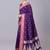 Purple soft banarasi silk blend saree with zari weaving meenakari design