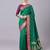 Green soft banarasi silk blend saree with zari weaving meenakari design