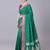 Green soft banarasi silk blend saree with zari weaving meenakari design