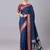Blue soft banarasi silk blend saree with zari weaving meenakari design