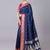 Blue soft banarasi silk blend saree with zari weaving meenakari design
