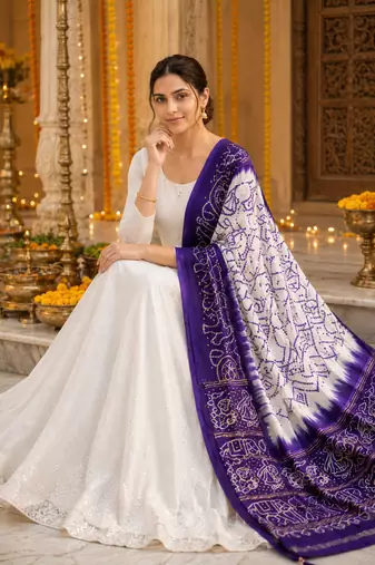 Pure gajji silk bandhani digital print dupatta with lagdi patta pallu with handwork (wedding special)