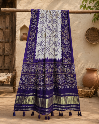 Pure gajji silk bandhani digital print dupatta with lagdi patta pallu with handwork (wedding special) 5