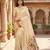Beige soft organza silk blend fabric with paithani style lightweight saree with blouse