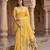 Yellow soft organza silk blend fabric with paithani style lightweight saree with blouse