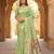 Parrot cream soft organza silk blend fabric with paithani style lightweight saree with blouse