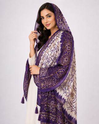 Pure gajji silk bandhani digital print dupatta with lagdi patta pallu with handwork (wedding special) 3