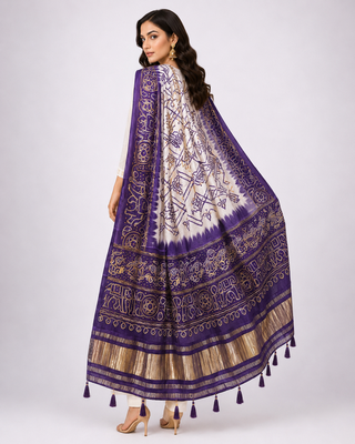Pure gajji silk bandhani digital print dupatta with lagdi patta pallu with handwork (wedding special) 4