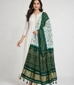 Pure gajji silk bandhani digital print dupatta with lagdi patta pallu with handwork (wedding special)