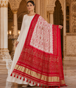 Pure gajji silk bandhani digital print dupatta with lagdi patta pallu with handwork (wedding special)