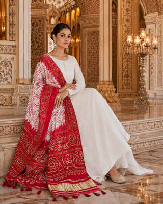 Pure gajji silk bandhani digital print dupatta with lagdi patta pallu with handwork (wedding special) 2