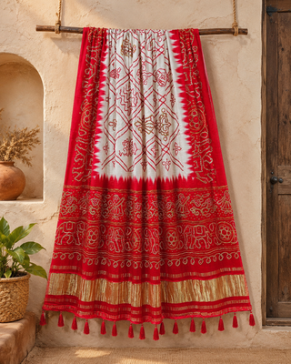 Pure gajji silk bandhani digital print dupatta with lagdi patta pallu with handwork (wedding special) 5