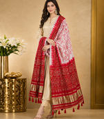 Pure gajji silk bandhani digital print dupatta with lagdi patta pallu with handwork (wedding special)