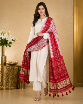Pure gajji silk bandhani digital print dupatta with lagdi patta pallu with handwork (wedding special) 3