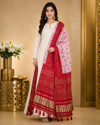 Pure gajji silk bandhani digital print dupatta with lagdi patta pallu with handwork (wedding special) 4