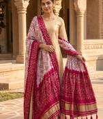 Pure gajji silk bandhani digital print dupatta with lagdi patta pallu with handwork (wedding special)