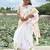 White-pink green color flower checks linen cotton blend digital printed sarees