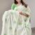 white green color linen cotton blend digital printed fancy lace border sarees