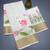 White-pink green color flower checks linen cotton blend digital printed sarees