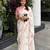 white pink color linen cotton blend digital printed fancy lace border sarees