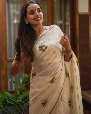off white-multi color linen cotton blend digital printed sarees 2