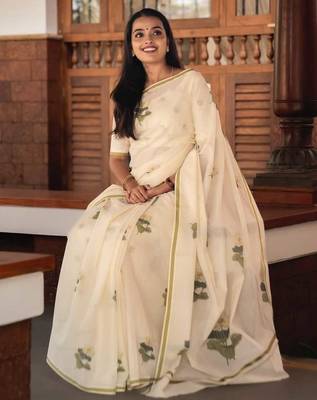 off white-multi color linen cotton blend digital printed sarees 3