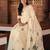 off white-multi color linen cotton blend digital printed sarees