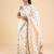 white-pink color linen cotton blend flower digital printed sarees