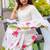 white-green color linen cotton blend digital printed sarees