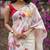 white-red color linen cotton blend digital printed sarees