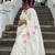 white pink color linen cotton blend digital printed sarees