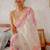 white pink color linen cotton blend digital printed sarees