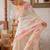 white pink color linen cotton blend digital printed sarees