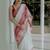 white red color linen cotton blend digital printed sarees