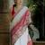 white red color linen cotton blend digital printed sarees