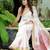 white -pink color linen cotton blend digital printed sarees