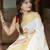 white -yellow color linen cotton blend digital printed sarees
